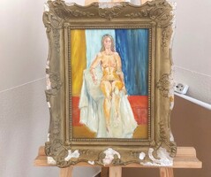 Female Nude Painting, 37x47 cm with Frame