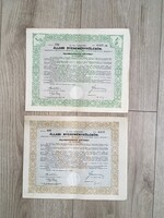 Állami Nyereménykölcsön Államadóssági Kötvény 2 db 1941.