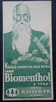 Biomethol gyógycukorka reklám (számolócédula)