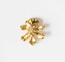 Aranyszínű orchidea medál és bross egyben - írisz virág nyakláncra, melltű, kitűző - gold plated