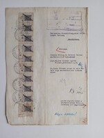 ZA619.8  Régi irat - Mezőkeresztes Léderer -Dr. Csáky TIhamér- Mezőkövesd -  okmánybélyegekkel  1944