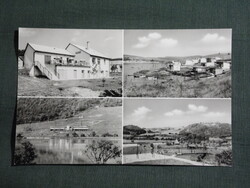Képeslap,mozaik,Orfű,Pécsi tó,üdülő,étterem,tanácsháza,sziget látkép,részlet, 1971-