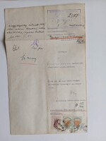 ZA619.12  Régi irat - Ócsai Pál - Edőcs Katalin - Mezőkövesd -  okmánybélyegekkel  1941