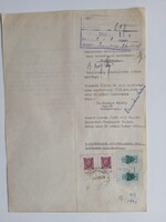 ZA619.9  Régi irat - Barzsó Anna - Mezőkövesd -  okmánybélyegekkel  1944