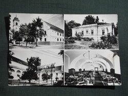 Képeslap,Nagyatád,mozaik,Park hotel,szülőotthon,templom látkép,részlet,1970-