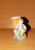 Régi Kronach német barokk fiú porcelán váza szalvétatartó figura - 9 cm (po-1)