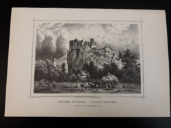 Beckó vára - Hunfalvy - Rohbock acélmetszet, reprint Felvidék, Szlovákia