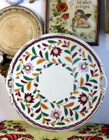 Haas & Czjzek Schlaggenwald, kézzel festett, antik porcelán tálca