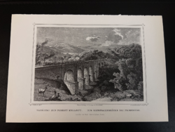 Vaspályai híd Pozsony mellett - Hunfalvy - Rohbock acélmetszet, reprint Felvidék, Szlovákia