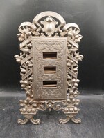 Bronz antik judaika naptártartó, 15 x 26 cm-es. 3450b