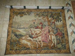 Romantikus, királyi vadászatot ábrázoló (Chasse Royal), gyönyörű állapotú faliszőnyeg