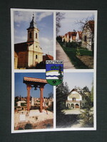 Képeslap,Pusztavám,mozaik,templom,temető,Haggenmacher kastély,utca látkép,részlet,1990-