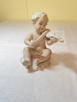 Eladó régi porcelán német Schaubach kunst fiú hegedűvel figura!