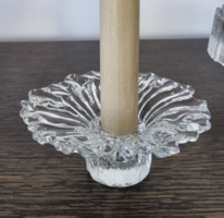Scandinavian ice glass candle holder, Finnish Humppila
