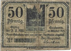 50 pfennig 1920.12.31. Cuxhaven Németország