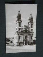 Képeslap,Pápa,Róm. kat templom látkép,részlet, 1964-
