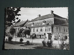 Képeslap,Pápa,Szabadság tér,utca,fodrász üzlet látkép,részlet, 1960-