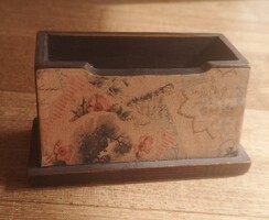 Antik jellegű gyufatartó fadoboz 11x4x6cm, díszdoboz