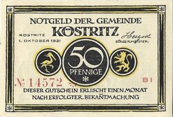 50 pfennig pfennige 1921.10.01. Köstritz Németország hajtatlan UNC