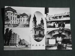 Képeslap,Pápa,mozaik,Esterházy kastély,Kékfestő múzeum,templom,Pápa áruház, 1981-