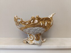 Fischer porcelán váza antik festett mázas porcelánfajansz asztalközép kínáló tál 997