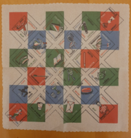 Retro régi angol, német, francia, olasz nyelvű szavas felirat ábrás mintás szalvéta