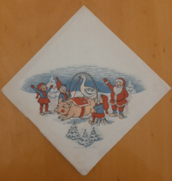 Retro régi karácsonyi, mikulás, télapó, gyermek, malac, libás mintás szalvéta