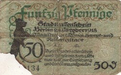 50 pfennig pfennige 1918.10.24. Németország Berlin 1.