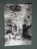 Képeslap,Pannonhalma,Bencés Főapátság templom,könyvtár,olvasóterem látkép,részlet,1971-
