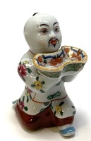 Herendi jelzett miniatűr porcelán figura térdeplő kínai (7cm) RZ