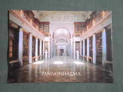 Képeslap,Pannonhalma,Bencés Főapátság templom,könyvtár látkép,részlet,1990-