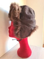 Barna vintage műszőrme usánka kifogástalan állapotban made in finnland