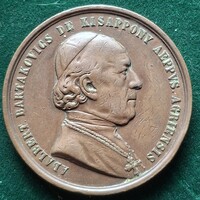 Kissaponyi Bartakovics Béla egri érsek, bronzérem, 1865, VF