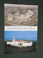 Képeslap,mozaik,Pannonhalma,Bencés Főapátság templom látkép,részlet,1990-