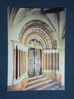 Képeslap,Pannonhalma,Bencés Főapátság templom bejárat,díszkapu látkép,részlet,1980-