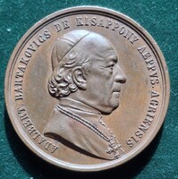 Kissaponyi Bartakovics Béla egri érsek, bronzérem, 1865, EF/AUNC