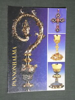 Képeslap,mozaik,Pannonhalma,Bencés Főapátság templom,kincstár,kegytárgyak látkép,részlet,1990-
