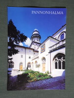 Képeslap,Pannonhalma,Bencés Főapátság templom,kerengő udvar látkép,részlet,1990-