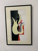 Korniss Dezső  (1908-1984): Tulipán (szürmotivum  litográfia ,.szitanyomat .6 / 50