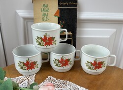 Zsolnay Porcelán kakaós virágos mikulásvirágos bögre  paraszti gyűjtői nosztalgia darab