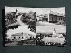 Képeslap,Rácalmás,mozaik,óvoda,iskola,művelődési ház,templom,utca látkép,részlet,1970-