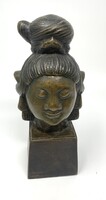 Régi bronzszobor tibeti nepáli férfi fejszobor RZ