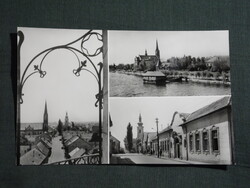 Képeslap,Ráckeve,mozaik,Duna part,templom,utca,városi látkép,részlet,1971-