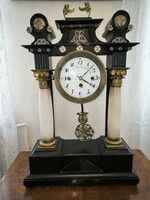 Biedermeier Empire  Kandalló óra asztali óra Negyed ütős naptàras ritka darab ,1860-70 Jelzett !