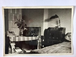 Régi eredeti fotó lakás nappalija telefonnal, kb 1960-es évek eleje