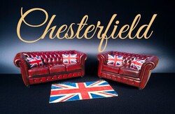 Gyönyörű chesterfield bőr klub ülőgarnitúra 3-2 B141