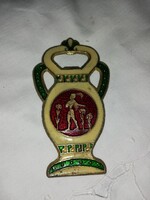 Zománcozott  vintage sárgaréz sörbontó  F