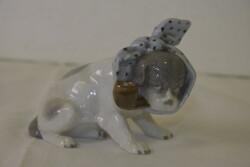 Heubach pipázó kutya porcelán figura A240