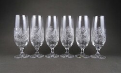 1U776 Elegáns jelzett talpas kristály pohárkészlet 6 darab