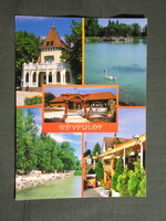Képeslap,Révfülöp,mozaik,móló,strand,Birka csárda látkép,részlet,2000-